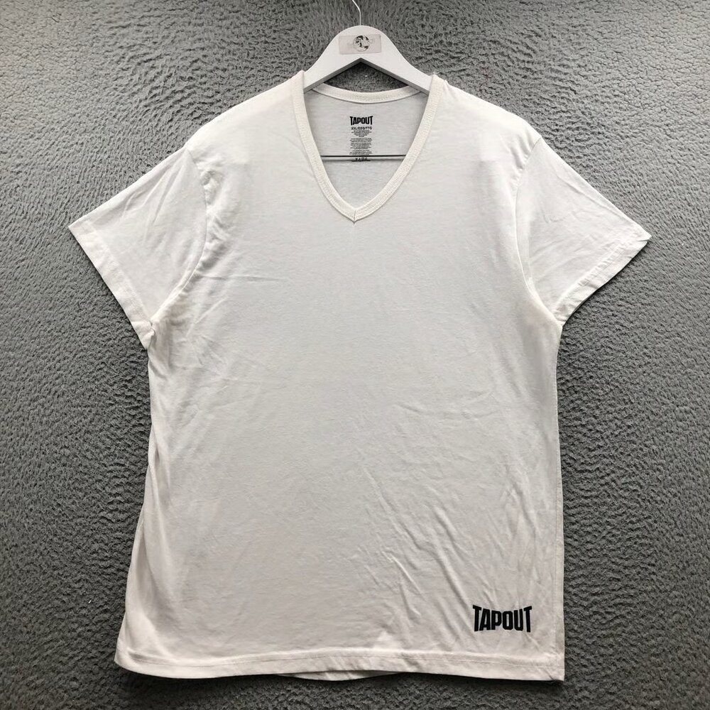 Tapout T-Shirt Men's XXL Short Sleeve V-Neck Graphic White